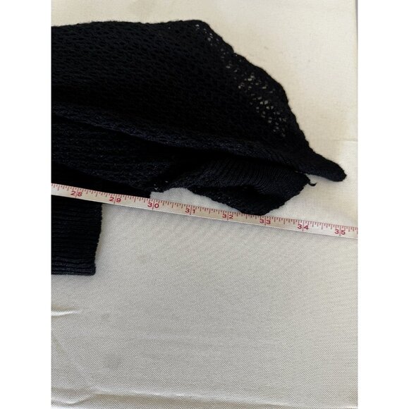 Poof Women M Black Open Knit Boho Asymmetrical Whimsigoth FairyGrunge Free Spiri - Picture 10 of 10